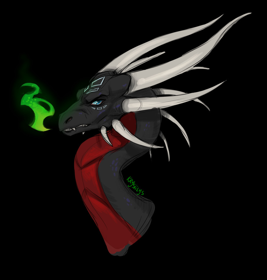 8_horns annoyed bared_teeth black_background black_body black_scales blue_eyes countershading elemental_manipulation fangs female female_feral feral horn long_horn long_neck long_snout looking_at_viewer multi_horn multicolored_body neck_spikes poison_breathing pronounced_browridge red_body red_countershading red_scales scales simple_background snout solo teeth two_tone_body ventral_scales krysiilys activision european_mythology mythology spyro_the_dragon corrupt_cynder cynder dragon mythological_creature mythological_scalie scalie western_dragon 2020 absurd_res digital_media_(artwork) headshot_portrait hi_res portrait signature