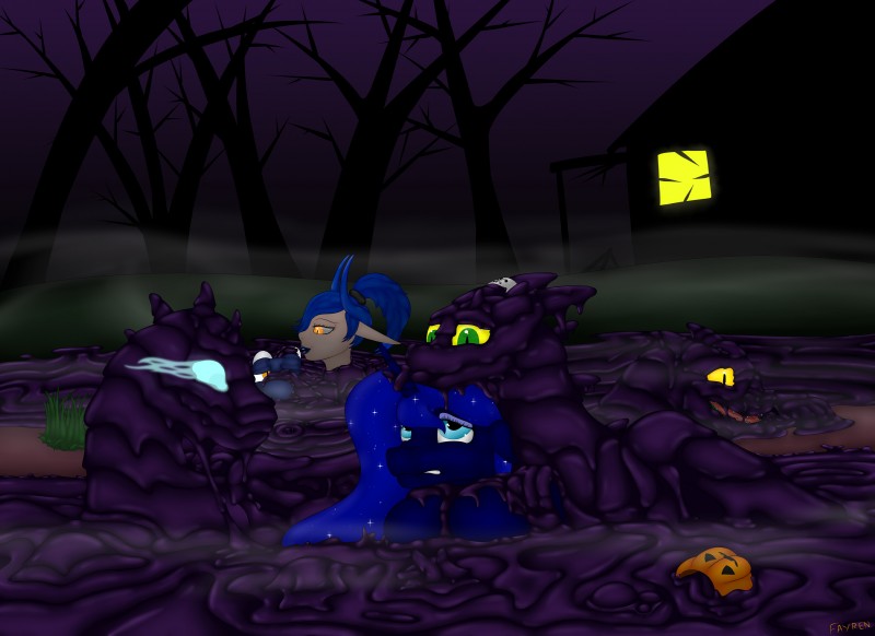 dripping female feral fog glowing gritted group holidays male messy peril ring simple_background sinking sticky stuck tar tar_pit teeth tongue transformation fayren friendship_is_magic halloween hasbro my_little_pony mythology princess_luna_(mlp) demon dragon equid equine goo_creature horse mammal mythological_creature mythological_scalie pony scalie 3d_(artwork) absurd_res digital_media_(artwork) hi_res