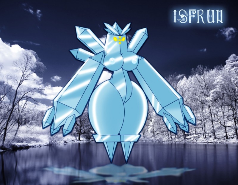 anthro anthrofied blue_body blue_nipples breasts cloud female huge_thighs ice nipples nude outside photo_background plant pokemorph sky small_waist snow solo thick_thighs tree water wide_hips wood yellow_eyes gb_of_bs nintendo pokemon generation_3_pokemon legendary_pokemon pokemon_(species) regice cool_colors photography_(artwork)