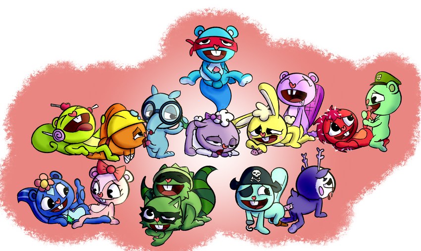 sniffles, splendid, cuddles, giggles, petunia, and etc (happy tree friends) created by baggy (artist)