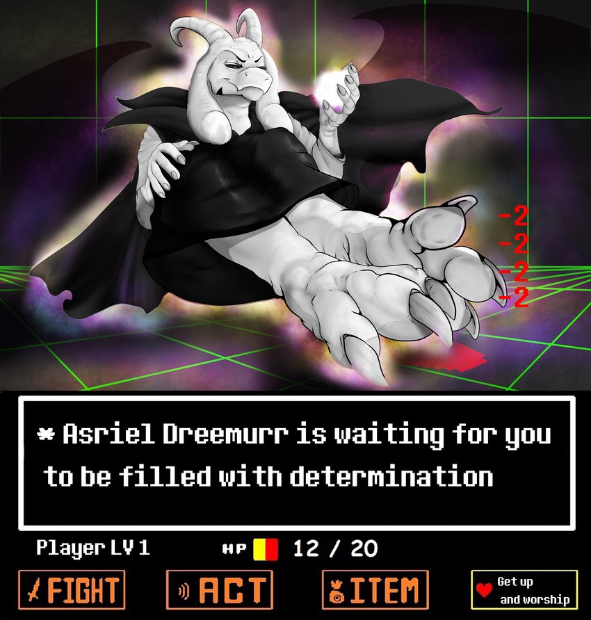 5_fingers anthro barefoot black_sclera claws clothed clothing feet fingers floppy_ears foot_focus horn male soles solo text toe_claws toes white_body robinthefox undertale undertale_(series) asriel_dreemurr asriel_dreemurr_(god_form) boss_monster_(undertale) bovid caprine goat mammal absurd_res english_text hi_res