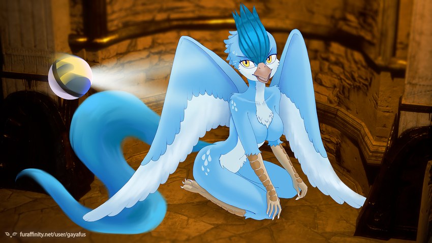 aleos anthro ball captured dungeon female gloynus poking solo text underground gaya_fus nintendo pokemon articuno avian bird generation_1_pokemon legendary_pokemon pokemon_(species) ultra 16:9 hi_res url widescreen