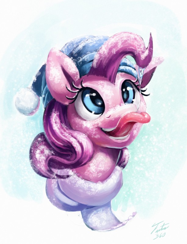 blue_eyes dripping female hair icicle outside pink_hair snow solo tongue tongue_out water winter_hat tsitra360 friendship_is_magic hasbro my_little_pony pinkie_pie_(mlp) earth_pony equid equine horse mammal pony 2014 bust_portrait hi_res portrait