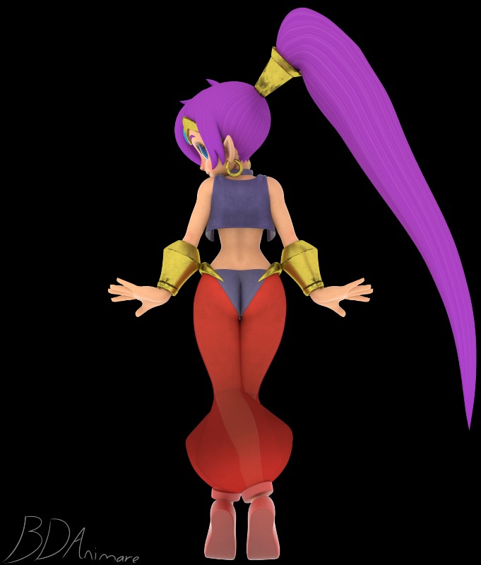 butt clothed clothing feet female hair humanoid_pointy_ears not_furry pointy_ears solo standing bdanimare shantae_(series) wayforward shantae genie humanoid 2018 3d_(artwork) absurd_res alpha_channel digital_media_(artwork) hi_res