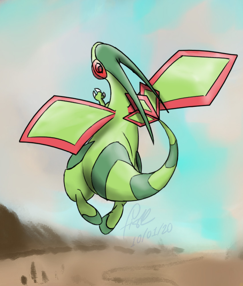 ambiguous_gender feral flying green_body lenses looking_at_viewer rear_view solo tail wings fisk24 mythology nintendo pokemon dragon flygon generation_3_pokemon mythological_creature mythological_scalie pokemon_(species) scalie