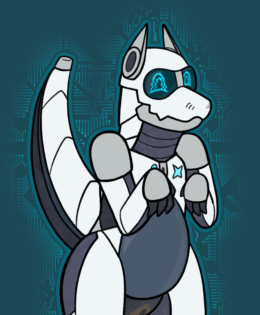 ambiguous_gender antenna_wire happy looking_at_viewer machine null_bulge pose raised_arms raised_tail simple_background solo standing tail three-quarter_view warning_symbol natonesave battery_(natonesave) android kobold robot scalie synth_(vader-san) 2023 digital_media_(artwork) hi_res pinup