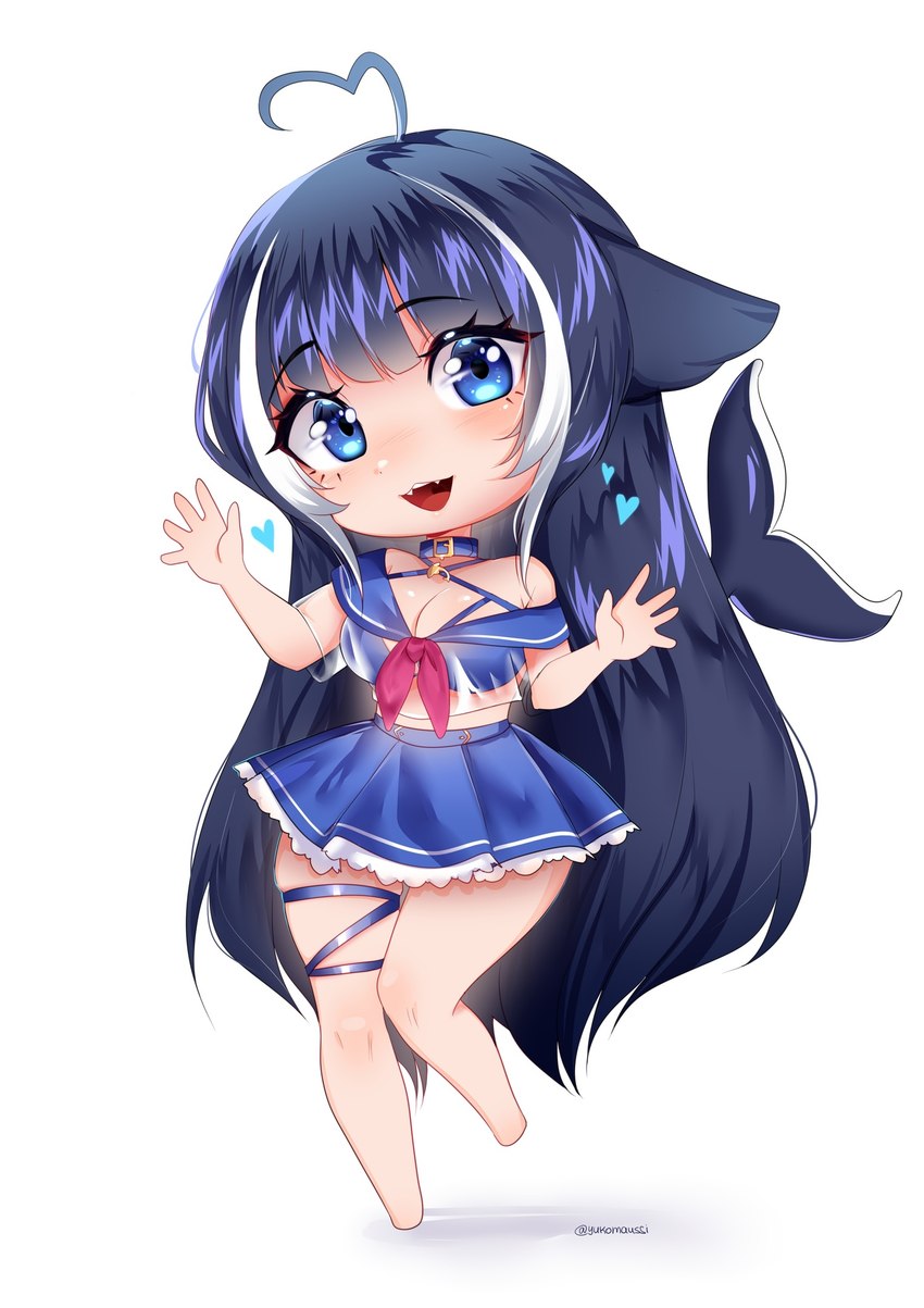 5_fingers blue_eyes clothed clothing eyebrows eyelashes female fingers hair long_hair looking_at_viewer open_mouth simple_background solo yukomaussi vtuber shylily animal_humanoid cetacean cetacean_humanoid humanoid mammal marine marine_humanoid orca_humanoid 2023 digital_media_(artwork) hi_res