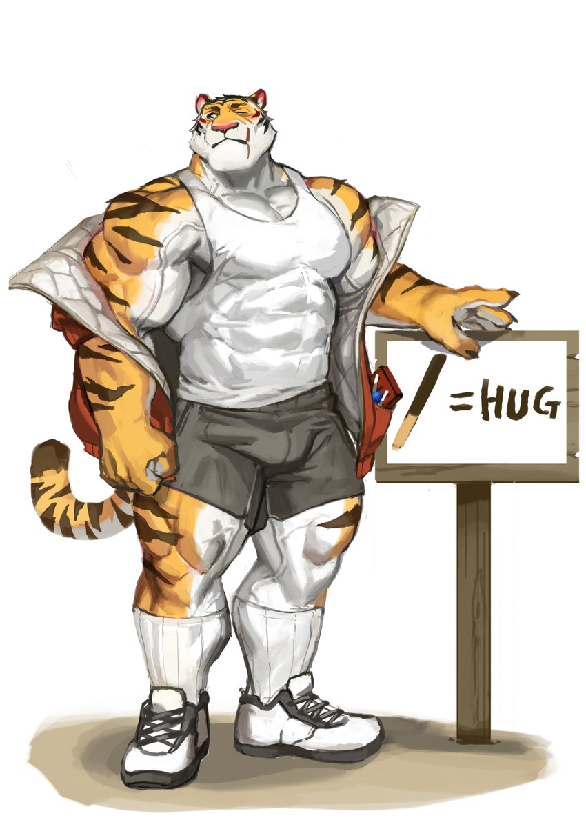 anthro clothed clothing fur male scar solo striped_body striped_fur stripes vein veiny_muscles traver009 coach_ho felid mammal pantherine tiger absurd_res hi_res