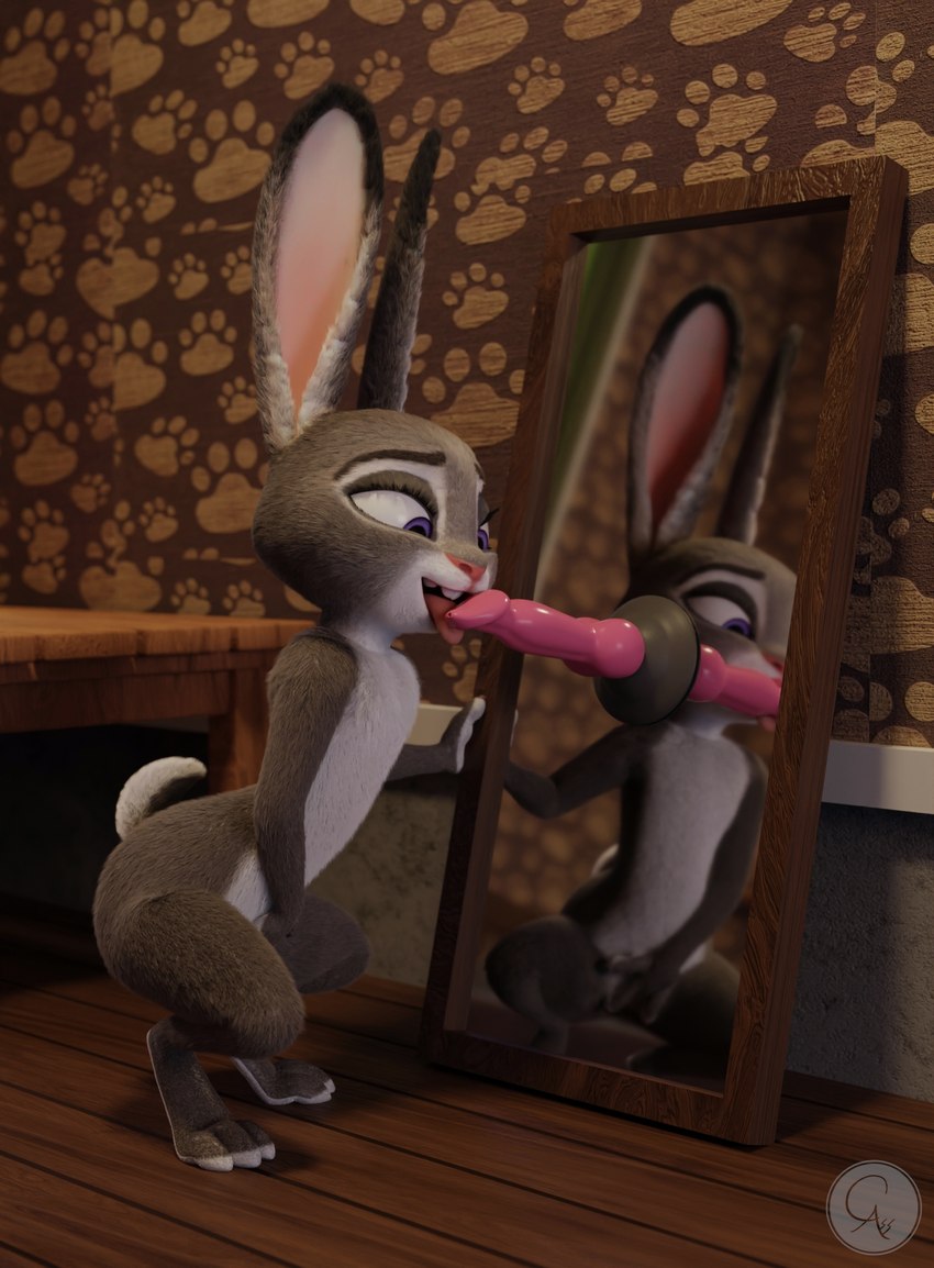 animal_dildo animal_sex_toy anthro canine_dildo dildo dildo_lick female fur genitals knot knotted_dildo licking nude oral purple_eyes sex sex_toy solo tail tongue tongue_out chickenass disney zootopia judy_hopps lagomorph leporid mammal rabbit 3d_(artwork) digital_media_(artwork) hi_res