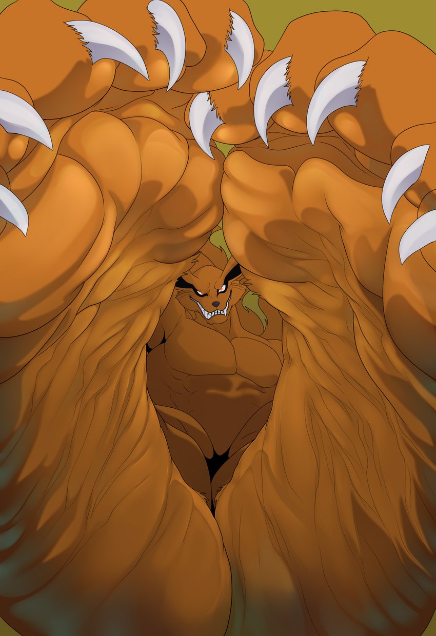 5_toes anthro barefoot big_feet claws feet foot_fetish foot_focus male nails red_eyes smile sole_tunnel soles solo teeth toes wrinkled_feet wrinkles weskers naruto kurama canid canine fox mammal tailed_beast hi_res