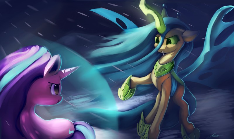 duo female horn auroriia friendship_is_magic hasbro my_little_pony mythology queen_chrysalis_(mlp) starlight_glimmer_(mlp) arthropod changeling equid equine mammal mythological_creature mythological_equine unicorn absurd_res hi_res