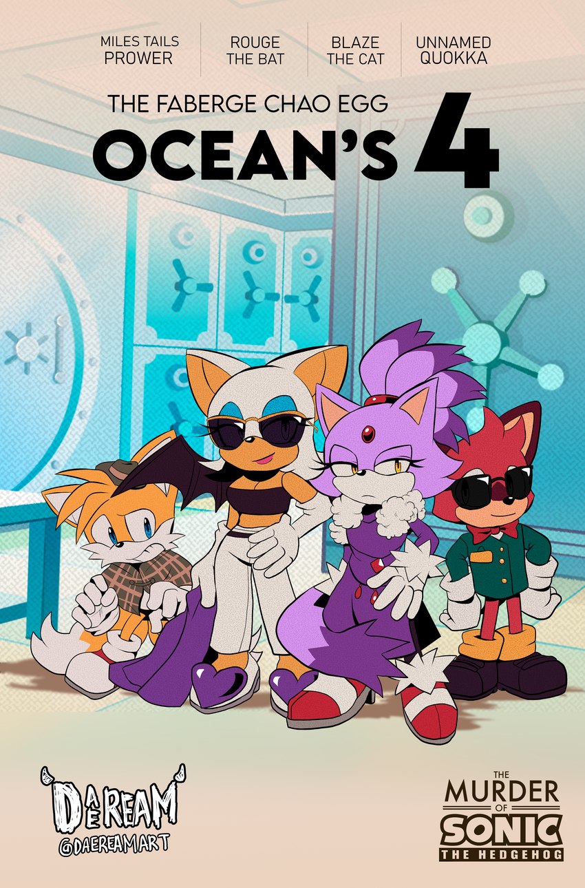 barry, blaze the cat, miles prower, and rouge the bat (the murder of sonic the hedgehog and etc) created by daereamart