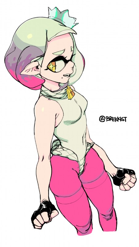 breasts clothed clothing crown fangs female fingerless_gloves fist gloves hair handwear headgear humanoid_pointy_ears legwear leotard looking_at_viewer markings mole_(marking) pointy_ears pseudo_hair simple_background smile solo teeth tentacle_hair tentacles tights yellow_eyes brekkist nintendo splatoon pearl_(splatoon) animal_humanoid cephalopod cephalopod_humanoid humanoid inkling marine marine_humanoid mollusk mollusk_humanoid 2017 absurd_res alternate_version_at_source digital_media_(artwork) hi_res signature