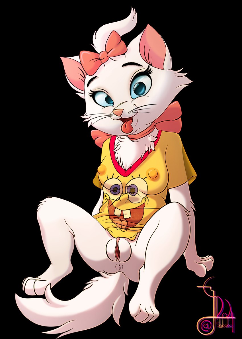 anthro bean blue_eyes bottomless bottomless_female breasts claws clothed clothing collar female genitals pawpads paws pose presenting presenting_pussy pussy solo spread_legs spreading tongue tongue_out young young_female conditional_dnp lobofeo disney nickelodeon spongebob_squarepants the_aristocats marie_(aristocats) domestic_cat felid feline felis mammal absurd_res hi_res pinup