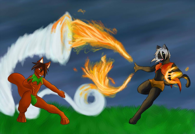 air_manipulation anthro battle cyclone duo elemental_manipulation female fire fire_manipulation magic magic_user tail wind morose_ambrose avatar:_the_last_airbender nickelodeon felid mammal