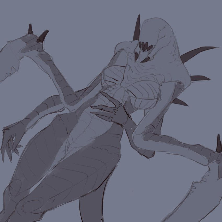 4_arms big_breasts black_spikes black_teeth blade_arm breasts claws featureless_breasts female genitals grey_background lying mantis_arms mantis_blades multi_arm multi_limb nude on_back pussy simple_background solo spikes spikes_(anatomy) split_jaw teeth thick_thighs wide_hips feyhearts 2k_games evolve_(copyright) wraith_(evolve) alien alien_humanoid humanoid 1:1 hi_res