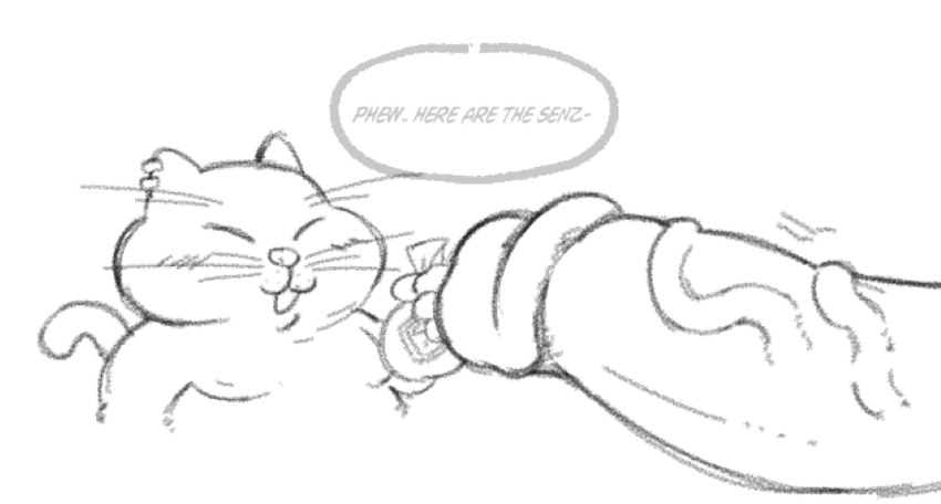 anthro dialogue erection eyes_closed genitals male male/male moobs nipples overweight overweight_male penis simple_background solo_focus text white_background troopboob dragon_ball korin_(dragon_ball) domestic_cat felid feline felis mammal 2024 english_text monochrome