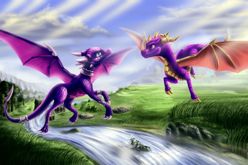 cynder and spyro (spyro the dragon and etc) created by zilvart