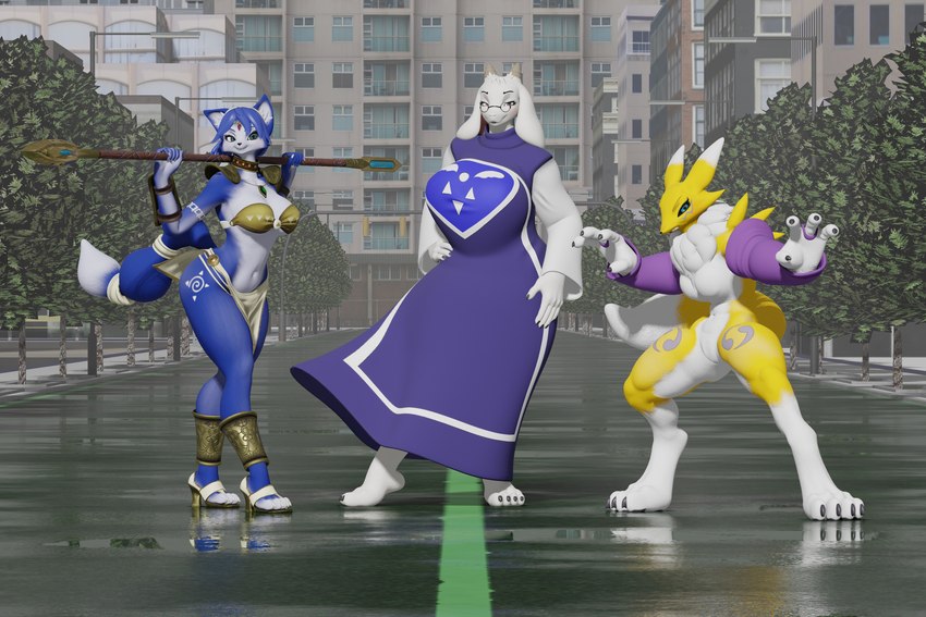 krystal, krystal, renamon, toriel, and toriel (star fox adventures and etc) created by fever-dreamer