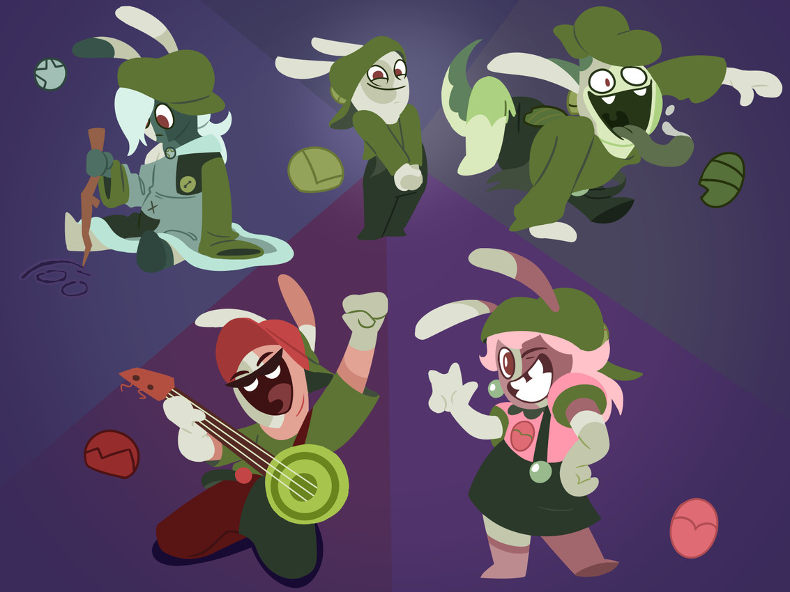 4_fingers anthro arms_bent barefoot bent_legs black_eyewear black_facial_hair black_mustache black_sunglasses blue_body blue_clothing blue_dress blue_fur blue_hair blue_shirt blue_topwear bodily_fluids bottomwear buckteeth clothed clothed_anthro clothed_male clothing confident drawing dress ear_piercing electric_guitar empty_eyes excited eyewear facial_hair featureless_feet feet fingers fist fully_clothed fully_clothed_anthro fully_clothed_male fur fusion gem gesture green_bottomwear green_clothing green_hat green_headwear green_overalls green_shirt green_skirt green_tail green_tongue green_topwear grey_body grey_fur guitar hair hair_over_eye hand_gesture hand_on_hip hand_on_own_hip hands_together happy hat headgear headwear holding_object holding_stick kneeling light long_ears long_hair male male_anthro medium_hair mitten_hands multicolored_body multicolored_fur multicolored_tail multiple_forms musical_instrument mustache no_pupils noseless overalls pants piercing pink_clothing pink_ear_piercing pink_hair pink_shirt pink_topwear playing_guitar playing_music plucked_string_instrument pointing purple_background raised_fist raised_hand red_body red_bottomwear red_clothing red_eyes red_fur red_hat red_headwear red_overalls red_pants red_tongue saliva saliva_on_tongue shirt sideways_hat simple_background skirt sleeves_past_fingers smile smiling_at_viewer solo standing stick straight_legs string_instrument sunglasses tail tan_body tan_fur teeth tongue toothy_smile topwear two_tone_hat insertthenewblhere cartoon_network mario_bros mario_plus_rabbids_kingdom_battle mario_plus_rabbids_sparks_of_hope nintendo raving_rabbids rayman_(series) steven_universe ubisoft rabbid_luigi rabbid_mario rabbid_peach rabbid_rosalina rabbid_yoshi clay_(species) fan_species gem_(species) hybrid lagomorph mammal rabbid 4:3 colored crossover digital_drawing_(artwork) digital_media_(artwork) hi_res lighting lineless