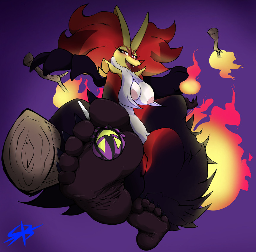 5_toes anthro areola black_nails breasts candy claws colored_nails dessert elemental_manipulation feet female fire fire_manipulation floating food food_on_feet foot_fetish foot_focus gradient_background humanoid_feet lollipop looking_at_viewer nails nipples pink_areola pink_nipples plantigrade purple_background simple_background sitting smile soles solo stick teasing teasing_with_feet toe_claws toenails toes wrinkled_feet wrinkles signified-blue nintendo pokemon generation_9_pokemon mega_delphox mega_evolution pokemon_(species) absurd_res hi_res signature