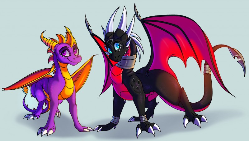 cynder and spyro (european mythology and etc) created by plaguedogs123