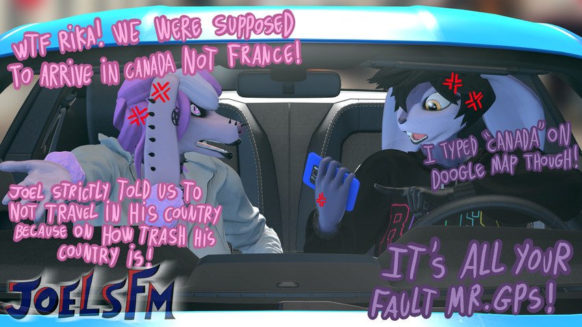 angry anthro argument car clothed clothing cross-popping_vein dialogue duo ear_piercing electronics female female/female hair phone piercing pink_body purple_body text vehicle joelsfm rika_(joelsfm) rosa_(joelsfm) canid canine canis domestic_dog lagomorph leporid mammal poodle rabbit 16:9 3d_(artwork) 4k absurd_res digital_media_(artwork) english_text hi_res source_filmmaker_(artwork) widescreen sibling_(lore) sister_(lore) sisters_(lore)