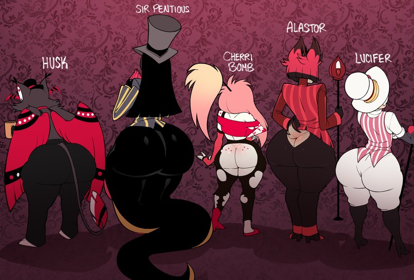 abstract_background animal_ears anthro antlers apode big_butt black_body black_fur black_hair black_scales blonde_hair boots bottom_heavy bottomwear bra_strap bubble_butt butt butt_focus butt_size_difference clothed clothing container cup feathered_wings feathers female femboy fingers fluffy fluffy_tail footwear fur group hair hat headgear headwear high_heeled_boots high_heels horn huge_butt huge_hips huge_thighs legless lineup long_tail male mug multicolored_hair off_shoulder pants pink_hair red_hair scales serpentine shoes short_tail split_form staff tail tail_tuft tan_body tan_skin thick_thighs top_hat torn_bottomwear torn_clothing torn_pants tuft two_tone_hair white_body white_skin wide_hipped_female wide_hipped_male wide_hips wings blackwhiplash hazbin_hotel alastor_(hazbin_hotel) cherri_bomb_(hazbin_hotel) husk_(hazbin_hotel) lucifer_(hazbin_hotel) sir_pentious_(hazbin_hotel) angel animal_humanoid cat_demon deer deer_humanoid demon demon_humanoid domestic_cat draconcopode fallen_angel felid feline felis humanoid mammal mammal_humanoid naga reptile scalie snake snake_demon tailed_humanoid 2024 absurd_res digital_drawing_(artwork) digital_media_(artwork) hi_res