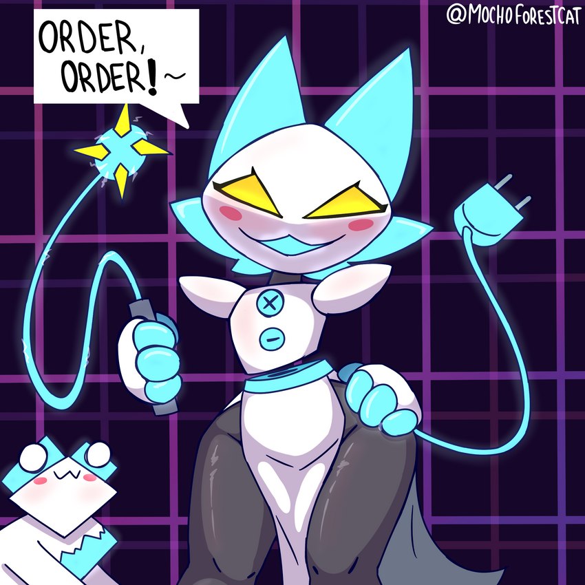 anthro blush blush_stickers clothed clothing dialogue duo female geometric_background grid_background hand_on_hip holding_object holding_whip machine no_pupils open_mouth owo pattern_background simple_background speech_bubble text whip wide_hips mocho4266 deltarune undertale_(series) tasque_manager animal_humanoid darkner felid felid_humanoid humanoid mammal mammal_humanoid robot tasque 1:1 2021 english_text hi_res