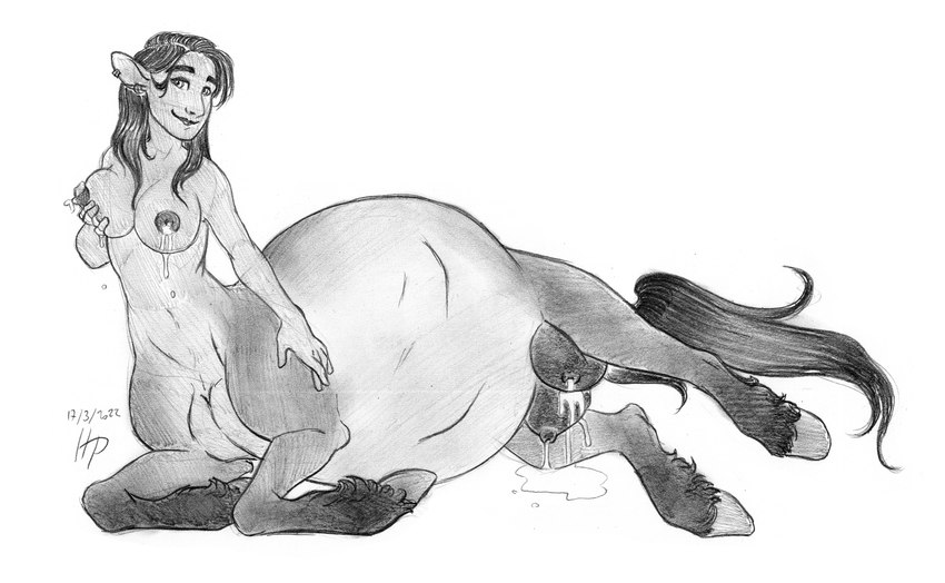 abdominal_bulge belly bodily_fluids breast_milking breast_squish breasts breasts_and_teats female hooves lactating leaking looking_at_viewer nipples nude pregnant pregnant_female pregnant_taur solo squish taur_lower_pregnancy teats kevira065 european_mythology greek_mythology mythology centaur equid equid_taur equine equine_taur humanoid_taur mammal mammal_taur taur 2022 absurd_res hi_res monochrome