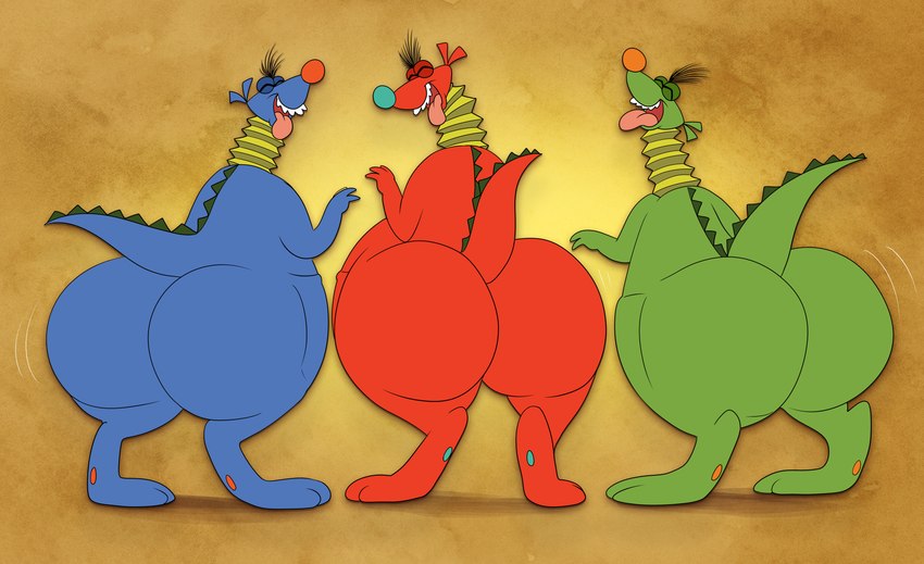 accordion butt female group male male/female musical_instrument nude spikes spikes_(anatomy) trio smallfryspy disney the_mazpots winnie_the_pooh_(franchise) bertie_(the_mazpots) mazzie_(the_mazpots) rufus_(the_mazpots) fan_species kangaroo macropod mammal marsupial mazpot prehistoric_species woozle 2023 absurd_res digital_media_(artwork) hi_res