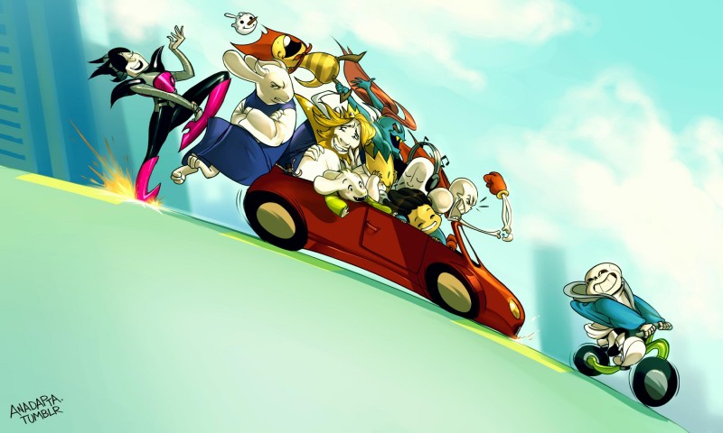 action_pose anthro armless beard blonde_hair bone car facial_hair female fur group hair horn inside_car inside_vehicle machine male pose skeleton tricycle vehicle white_body white_fur anadapta undertale undertale_(series) alphys asgore_dreemurr asriel_dreemurr frisk_(undertale) mettaton mettaton_ex monster_kid napstablook papyrus_(undertale) sans_(undertale) toriel undyne animated_skeleton boss_monster_(undertale) bovid caprine fish ghost goat human mammal marine robot spirit undead 5:3 hi_res