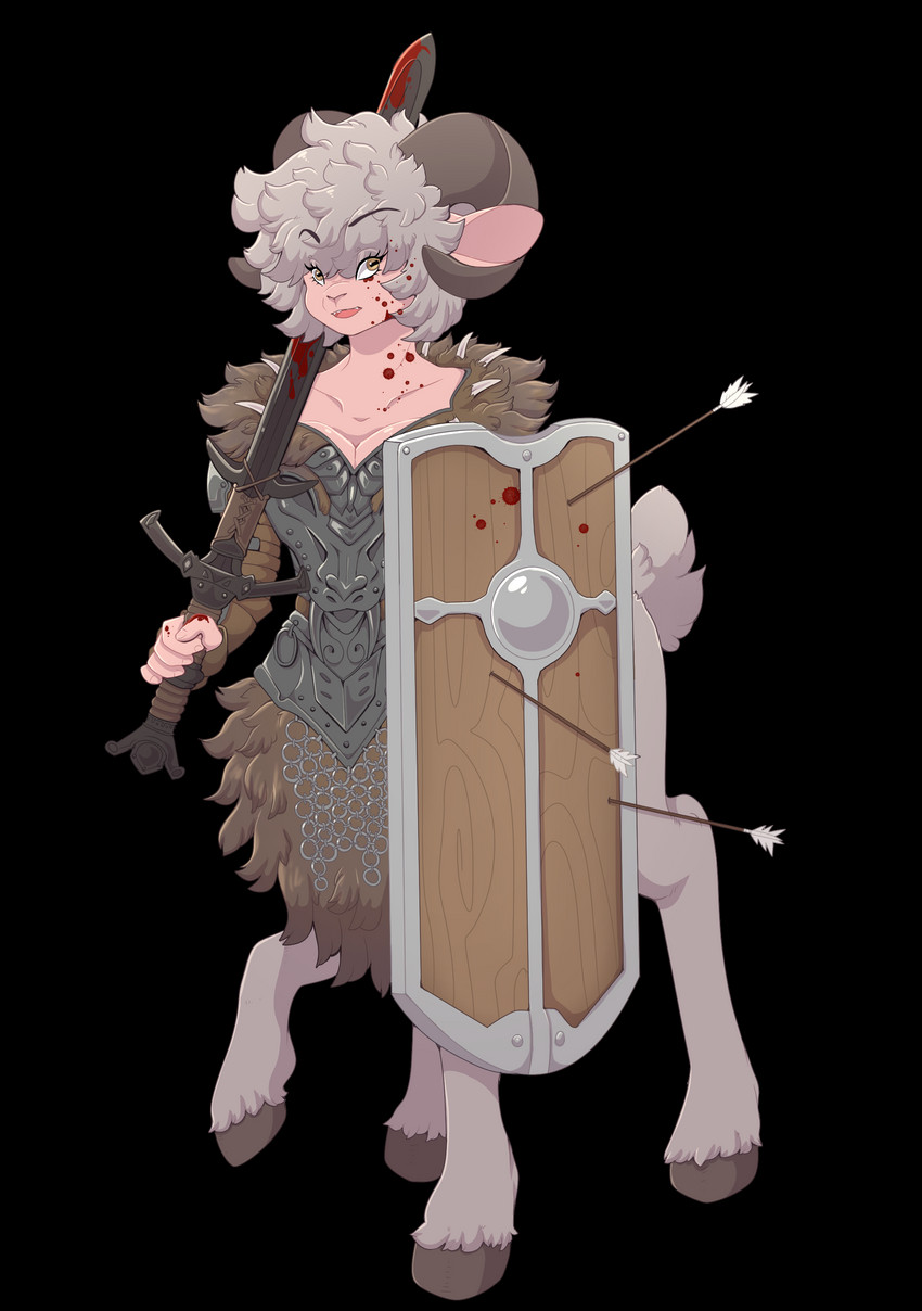 anthro big_breasts bovid_horn breasts caprine_horn female hair horn ram_horn solo white_hair yellow_eyes fluffymommabear lexy_the_sheep_taur bovid bovid_taur caprine caprine_taur mammal mammal_taur sheep sheep_taur taur absurd_res alpha_channel hi_res