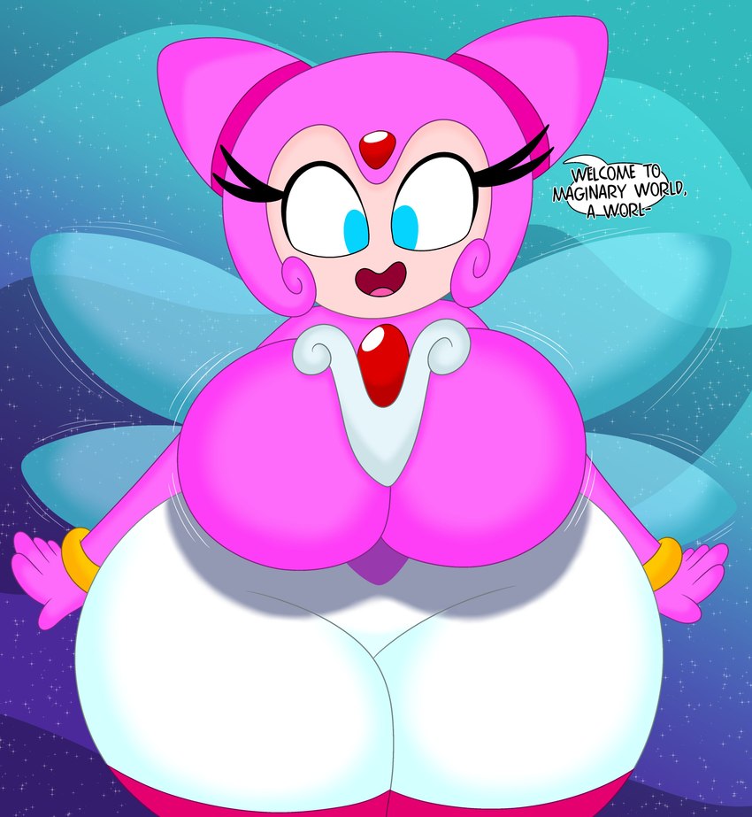 big_breasts blue_eyes bouncing_breasts breast_jiggle breasts clothing cosmic_background curvy_figure dialogue dress eyelashes female fingers flying hair huge_breasts jiggling looking_at_viewer motion_lines not_furry open_mouth outline pink_clothing pink_dress pink_hair simple_background smile solo space space_background speech_bubble talking_to_viewer tan_body tan_skin text thick_thighs tongue wide_hips wings 3barts sega sonic_shuffle sonic_the_hedgehog_(series) lumina_flowlight fairy humanoid 2022 absurd_res digital_media_(artwork) english_text hi_res