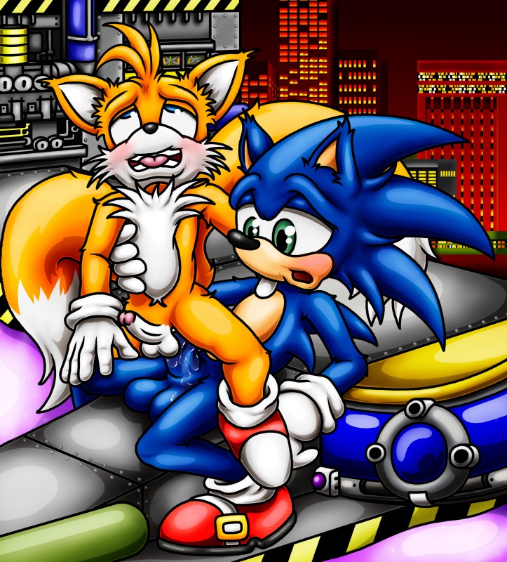 ahegao anal anal_penetration anthro balls big_eyes big_head clothing duo erection footwear genitals looking_pleasured male male/male male_penetrated male_penetrating male_penetrating_male multi_tail nude penetration penis sex shoes tail toony young happyanthro sega sonic_the_hedgehog_(series) miles_prower sonic_the_hedgehog canid canine eulipotyphlan fox hedgehog mammal 2017 absurd_res hi_res