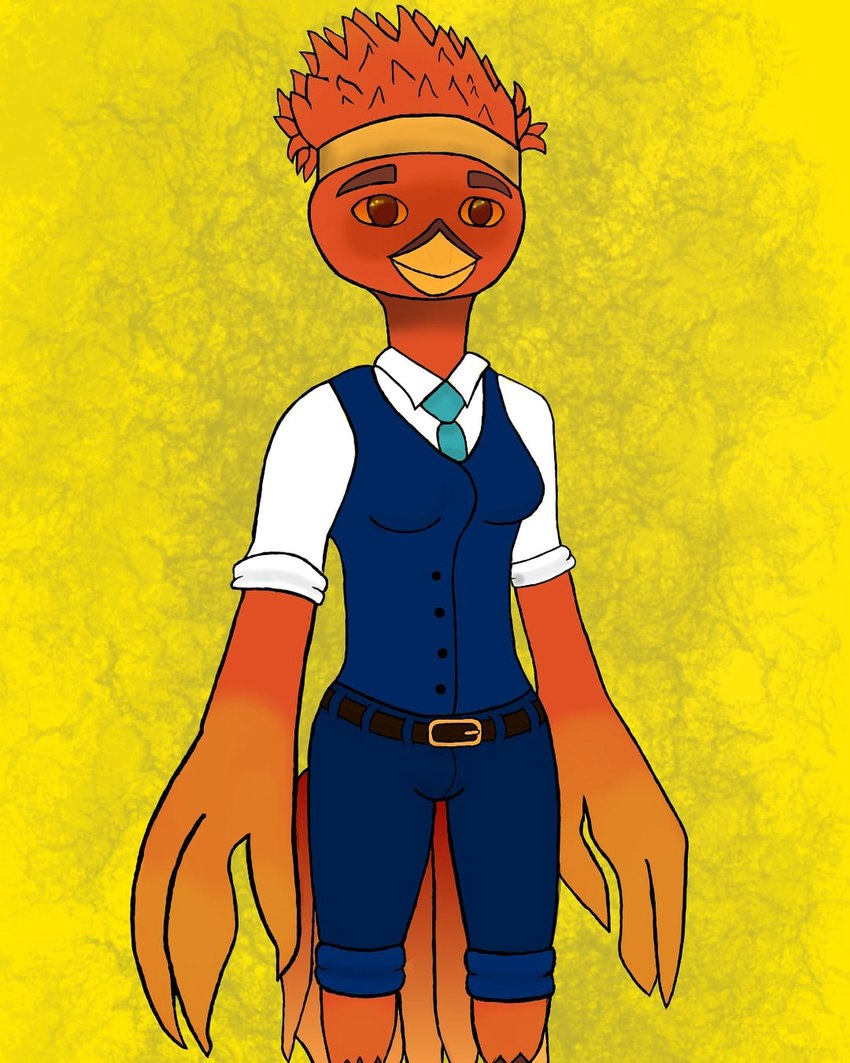 accessory anthro clothing female headband jpeg_(image_quality) solo suit yellow_headband phoenix_adverdale european_mythology greek_mythology mythology adverdale avian mythological_avian mythological_bird mythological_creature mythological_firebird phoenix 4:5 hi_res