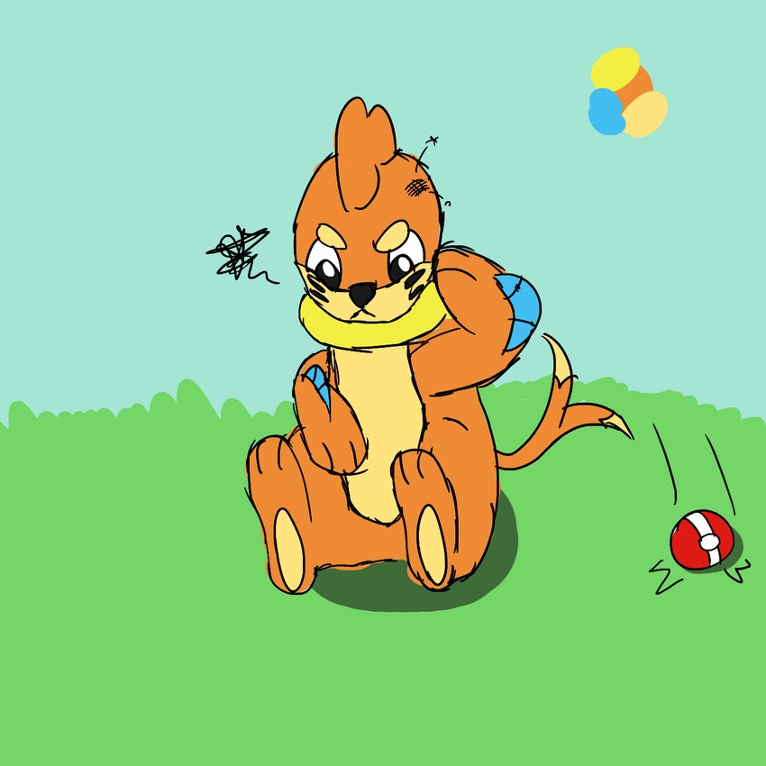 annoyed forked_tail front_view grass hand_to_face head_wound looking_down male minor_wound plant pokeball scribbles semi-anthro simple_background sitting solo spot_shadow tail three-quarter_view unusual_anatomy unusual_tail m3g4 nintendo pokemon buizel generation_4_pokemon pokemon_(species) 1:1 2021 digital_drawing_(artwork) digital_media_(artwork) flat_colors hi_res sketch