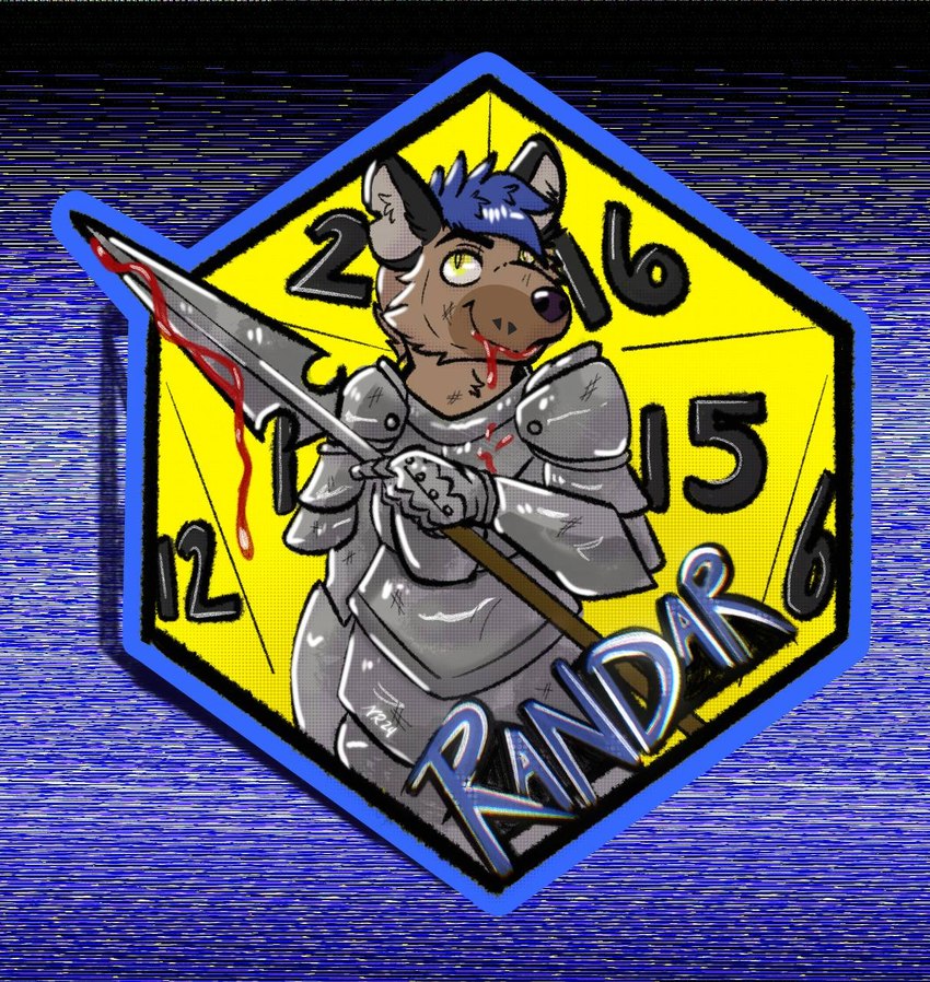 badge clothed clothing dice knight male melee_weapon military polearm soldier solo spear toony warrior weapon nicohhusky dungeons_and_dragons hasbro wizards_of_the_coast hyena mammal digital_media_(artwork) hi_res