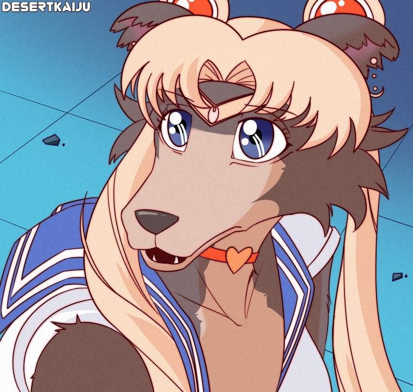 anthro blonde_hair blue_eyes clothed clothing cosplay crossover_cosplay female hair retro_anime_style sailor_moon_(style) screencap_redraw solo style_emulation wig desertkaiju beastars sailor_moon_(series) sailor_moon_redraw_challenge juno_(beastars) usagi_tsukino canid canine canis mammal wolf 2020 crossover digital_media_(artwork) hi_res meme redraw