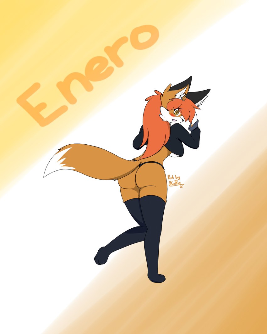 anthro black_body black_fur blush breasts brown_body brown_eyes brown_fur embarrassed female fur hair orange_hair rear_view solo under_boob kiro_za january animal_humanoid canid canid_humanoid canine canine_humanoid fox fox_humanoid humanoid mammal mammal_humanoid absurd_res hi_res