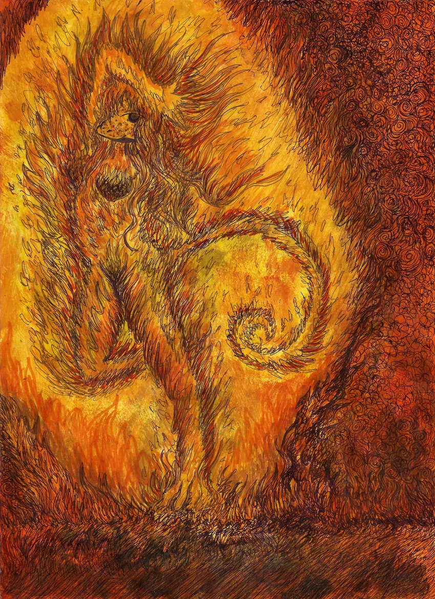 abstract_art abstract_background anthro claws female fire flaming_body flaming_hair flaming_tail freckles long_tail muroid nude pose pseudo_hair smile solo tail tasteful_nudity janet_k_wallace final_fantasy final_fantasy_ix square_enix alba_marigold burmecian humanoid mammal rodent absurd_res hi_res painting_(artwork) traditional_media_(artwork) watercolor_(artwork)