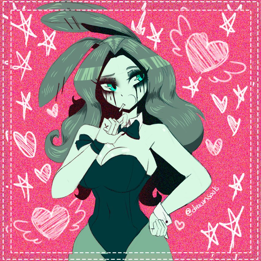 big_breasts big_butt breasts butt clothing cute_pose female gamer_girl good_girl hair larger_female long_hair playboy_bunny playboy_outfit pose sexy_eyes size_difference solo soulsdrawing souls_(soulsdrawing) human lagomorph leporid mammal rabbit 1:1 pinup