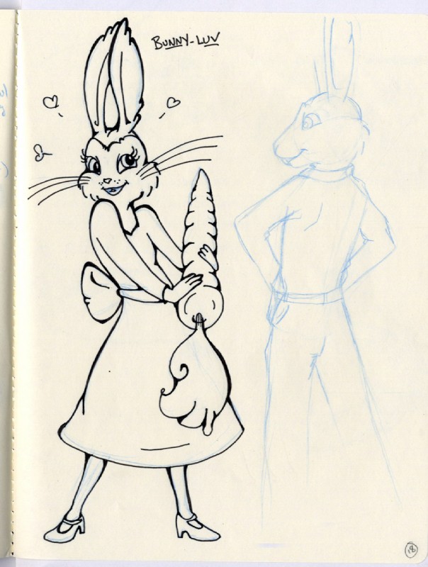 anthro bottomwear carrot clothing duo female food footwear heart_symbol high_heels male mascot plant shoes skirt solo_focus vegetable blackcat2086 grimmway_farms bunny-luv lagomorph leporid mammal rabbit sketch