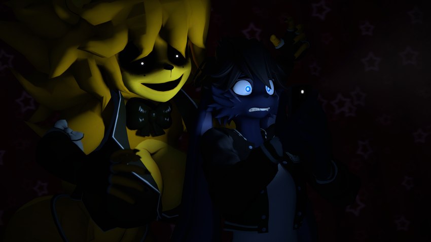 domi, golden freddy, and type 0 (five nights at freddy's and etc) created by domibun