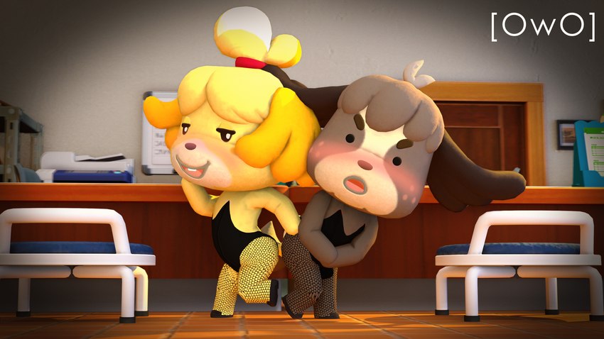 anthro blush bulge bunny_costume clothed clothing costume duo embarrassed female fishnet_clothing fishnet_legwear footwear fur hair inside legwear looking_at_viewer male nipples pose shoes owo_sfm animal_crossing nintendo digby_(animal_crossing) isabelle_(animal_crossing) canid canine canis domestic_dog mammal shih_tzu toy_dog 16:9 3d_(artwork) 4k absurd_res digital_media_(artwork) hi_res source_filmmaker_(artwork) widescreen brother_(lore) brother_and_sister_(lore) sibling_(lore) sister_(lore) twins_(lore)