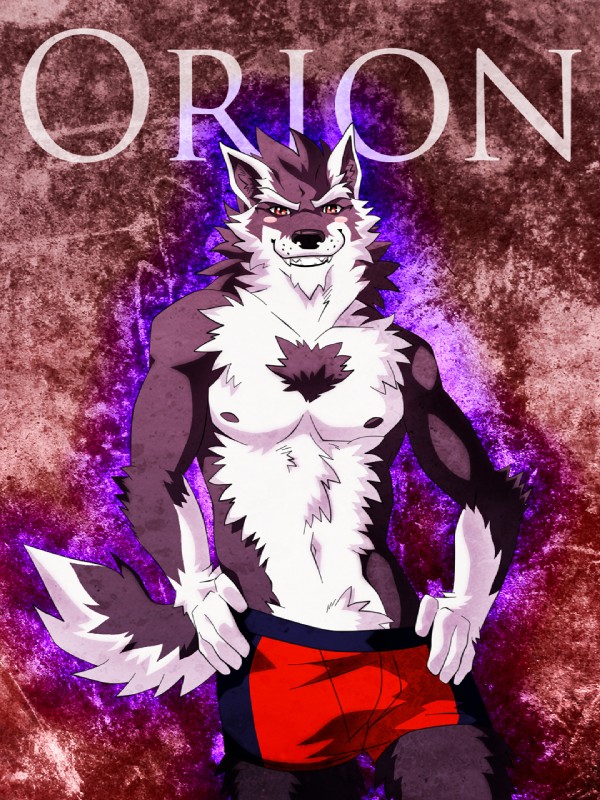 5_fingers abstract_background anthro biceps black_body black_fur black_nose blush boxer_briefs bulge chest_tuft clenched_teeth clothed clothing countershading fangs fingers fur grin hands_on_hips happy looking_at_viewer male muscular muscular_anthro muscular_male narrowed_eyes navel nipples pecs red_clothing red_eyes red_underwear simple_background smile solo tail teeth text topless tuft underwear white_body white_fur shootingstar orion_(aluminemsiren) canid canine canis mammal wolf 2013 3:4 english_text hi_res