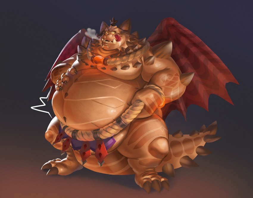 anthro asian_clothing belly big_belly bodily_fluids bracelet breath clothing drooling east_asian_clothing grey_background hand_on_belly japanese_clothing jewelry licking licking_lips male mawashi moobs necklace obese obese_anthro obese_male orange_body overweight overweight_anthro overweight_male pendant red_wings saliva scales sharp_teeth simple_background solo spikes spikes_(anatomy) tail teeth tongue tongue_out top_knot tusks wings yellow_sclera banhmithanki activision mythology spyro_reignited_trilogy spyro_the_dragon magnus_(spyro) rescued_dragons_(spyro) dragon mythological_creature mythological_scalie scalie 2024 absurd_res hi_res