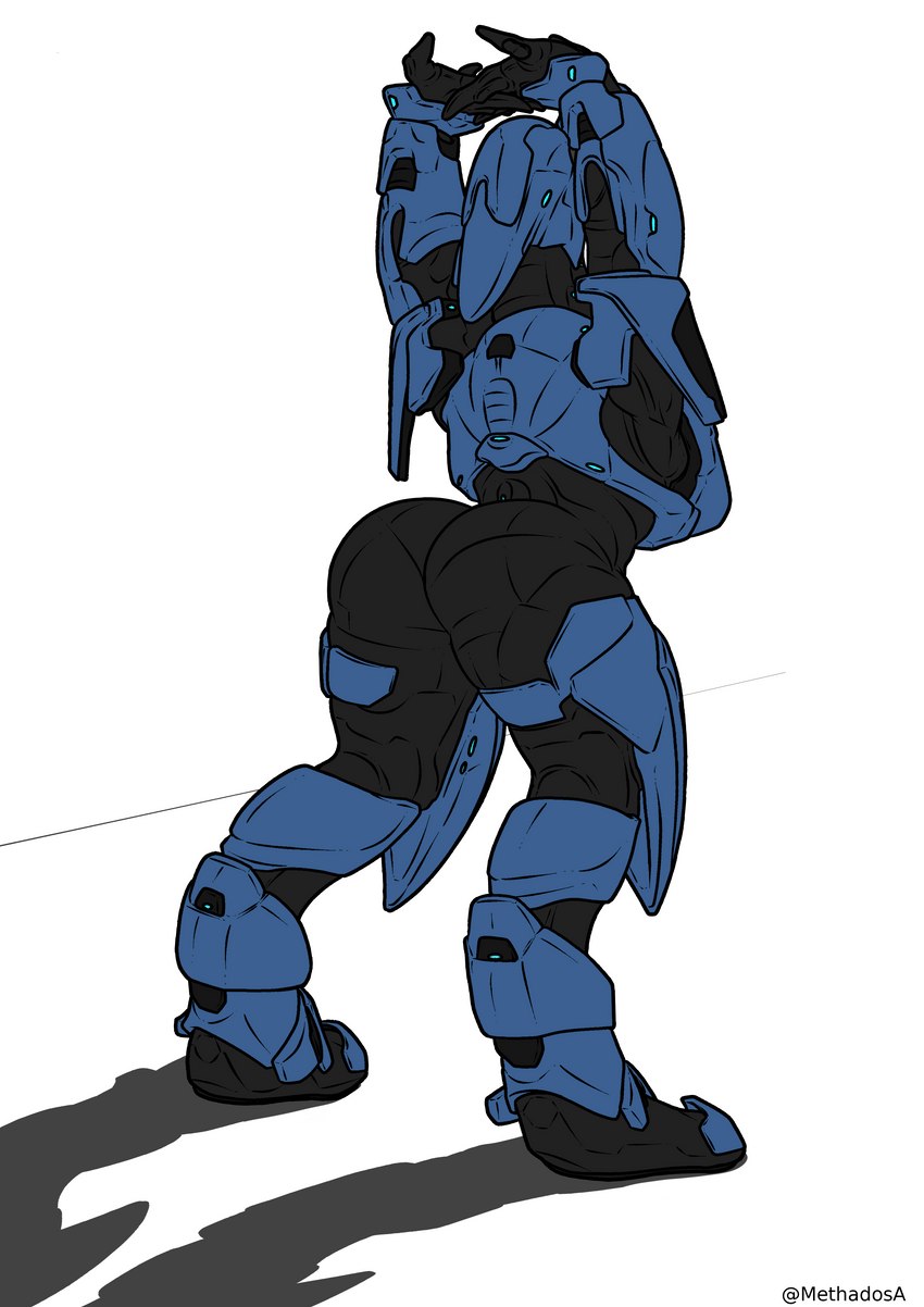 armor big_butt bodysuit breasts butt clothing female headgear helmet skinsuit solo stretching thick_thighs tight_clothing wide_hips methados cammy_stretch halo_(series) microsoft xbox_game_studios alien sangheili absurd_res hi_res