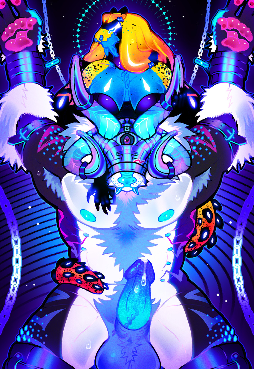 3_eyes accessory anthro armpit_hair armpit_tuft ball_tuft balls bdsm belly_nipples belt big_balls big_penis blue_breasts blue_nipples blue_nose blue_penis blush blush_lines bodily_fluids body_hair bondage bondage_gear bound breasts chain cuff_(restraint) dominant dominant_female duo erection female freckled_face freckled_shoulders freckled_tail freckles furgonomics genital_fluids genitals glowing halo headgear heart_eyes heart_symbol holding_partner's_head holographic horn horn_accessory horn_cap leaking_precum male male/female multi_eye multiple_piercings muscular muscular_anthro muscular_male neck_tuft nipples obscured_eyes pawpads penis piercing pink_pawpads precum pseudo_hair purple_penis_tip restraints size_difference small_dom_big_sub submissive submissive_male sweat sweatdrop tail tail_coil tentacle_hair tentacles tuft underside_of_penis vein veiny_penis wrist_cuffs latexslug hazard_(latexslug) terror_(fabtool) aquatic_gastropod demon felid gastropod mammal marine mollusk nudibranch pantherine sea_slug slug tiger hi_res nonbinary_(lore)