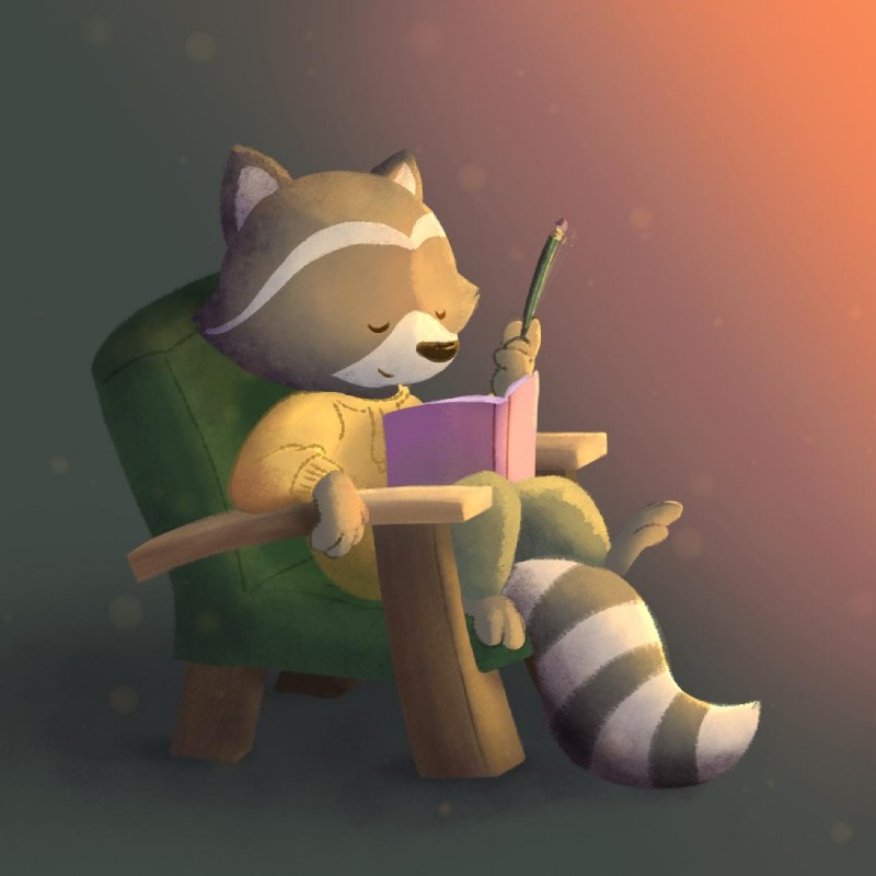 anthro biped book bottomwear clothing eyes_closed male pants sitting solo sweater topwear karpour chillhop chillhop_raccoon mammal procyonid raccoon 1:1 2019